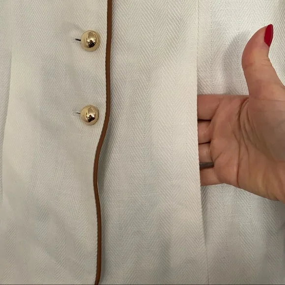 Michele NegriMade in Italy Linen / Cotton / Leather Herringbone Blazer
